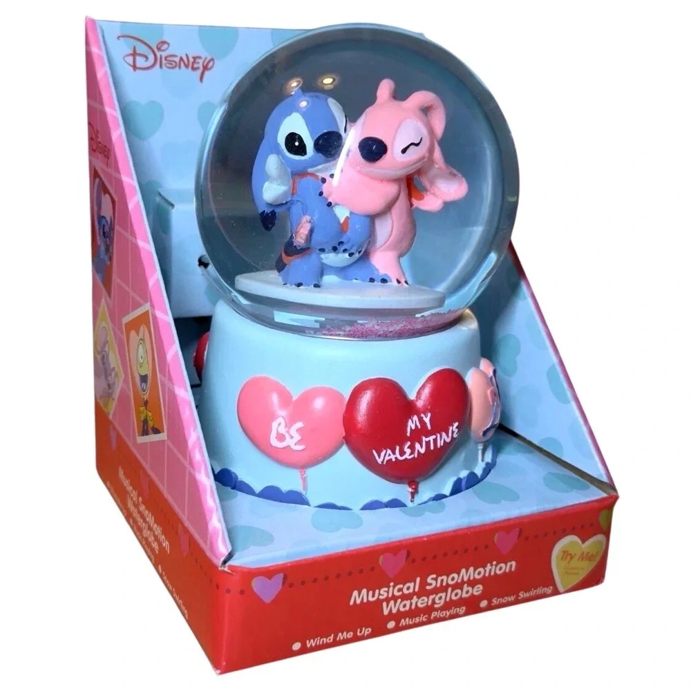 Disney Stitch and Angel Valentine Musical SnoMotion Waterglobe Love Story 745294